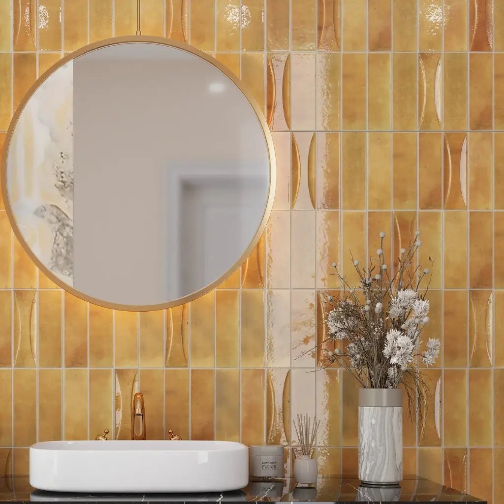 Honey Orange 2.5x8 Glossy Ceramic Subway Tile (38 pack, 5.38 sq ft/case) by Apollo Tile