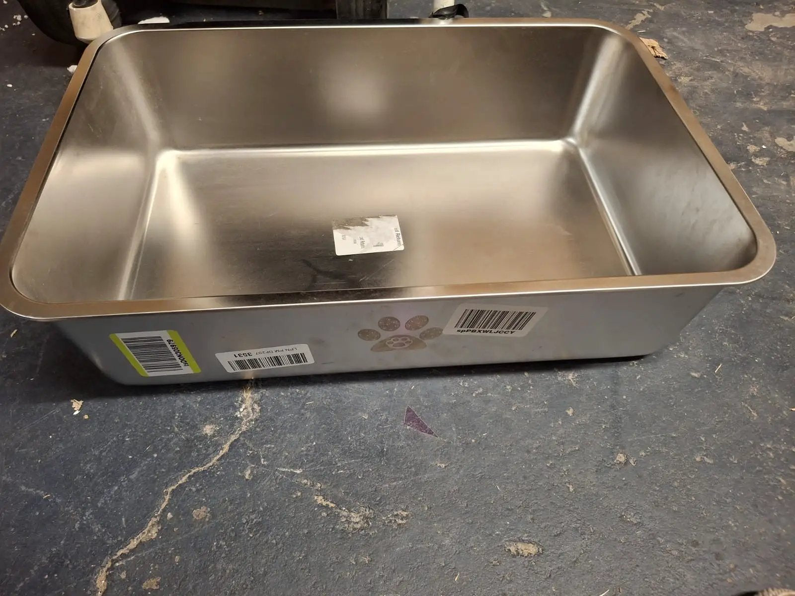 Open Box Kirecoo Stainless Steel Cat Litter Box XL- Metal High Sided Cat Pan, Large Stainless Steel Box, Indoor Litter Tray, Non Stick, No Smell, Easy by Selzalot