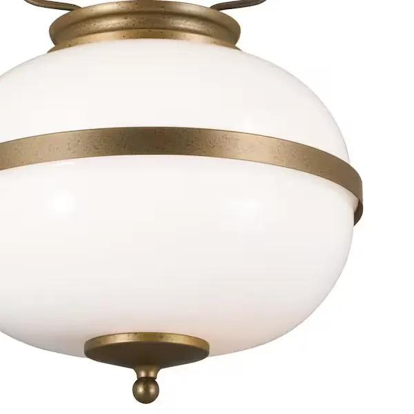 Open Box KICHLER Opal 2-Light Character Bronze Vintage Globe Kitchen Pendant Hanging Light with Opal Glass by Selzalot