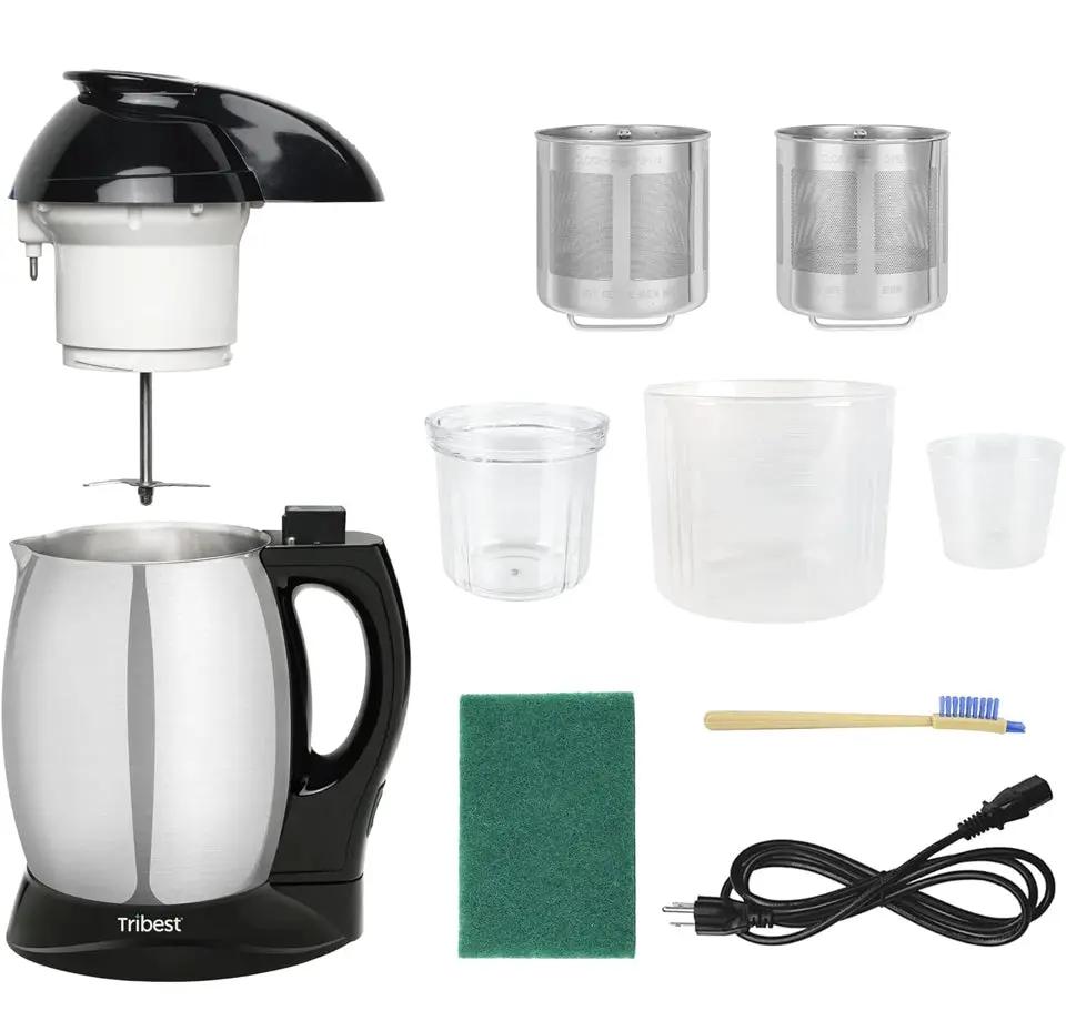 Open Box Tribest SB-130 Soyabella, Automatic Soy Milk and Nut Milk Maker Machine, Stainless Steel Large, Silver by Selzalot