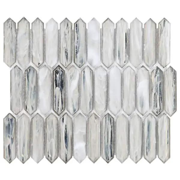 Open Box Ivy Hill Tile Fargin Silver Haze Elongated Hexagon 12 in. x 10 in. x 7mm Polished Glass Mosaic Tile (0.82 sq. ft.) by Selzalot