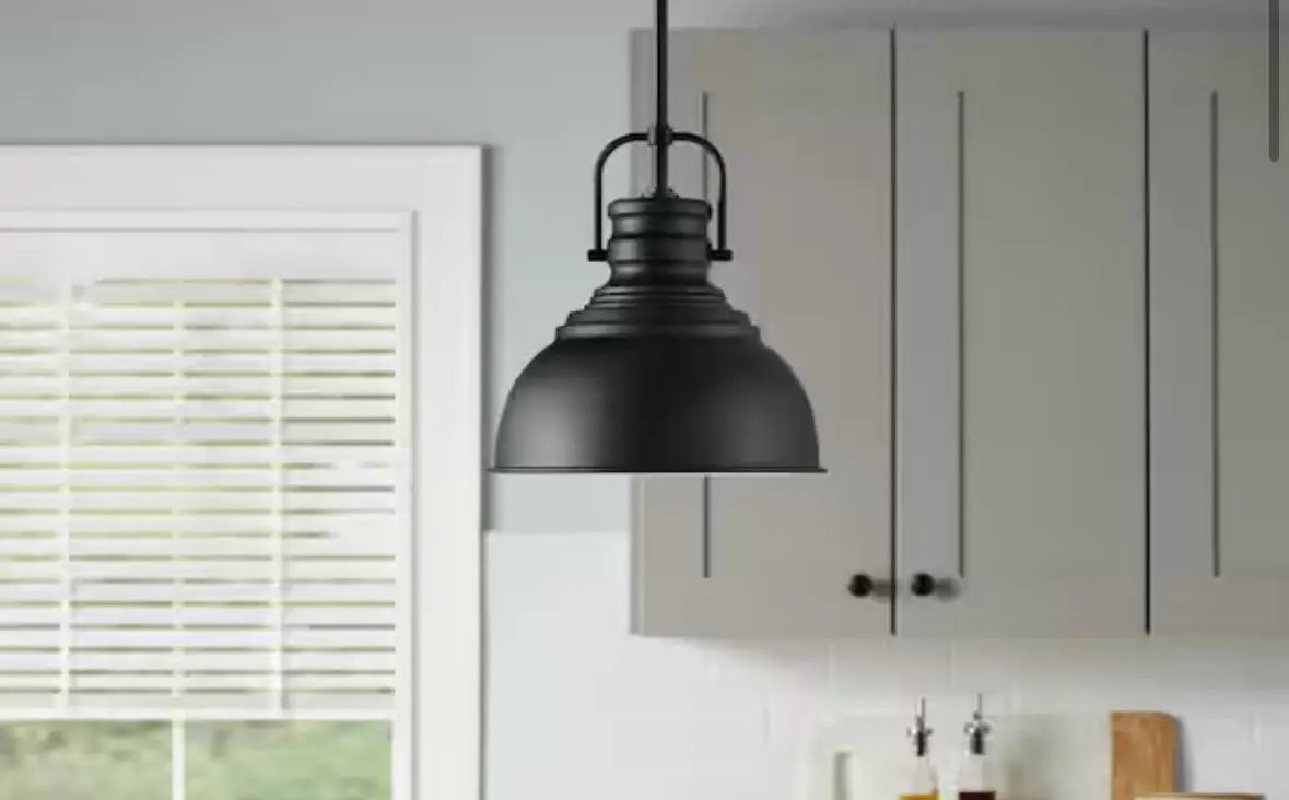 Home Decorators Collection Shelston 10 in. 1-Light Black Farmhouse Pendant Light Fixture with Metal Shade by Selzalot