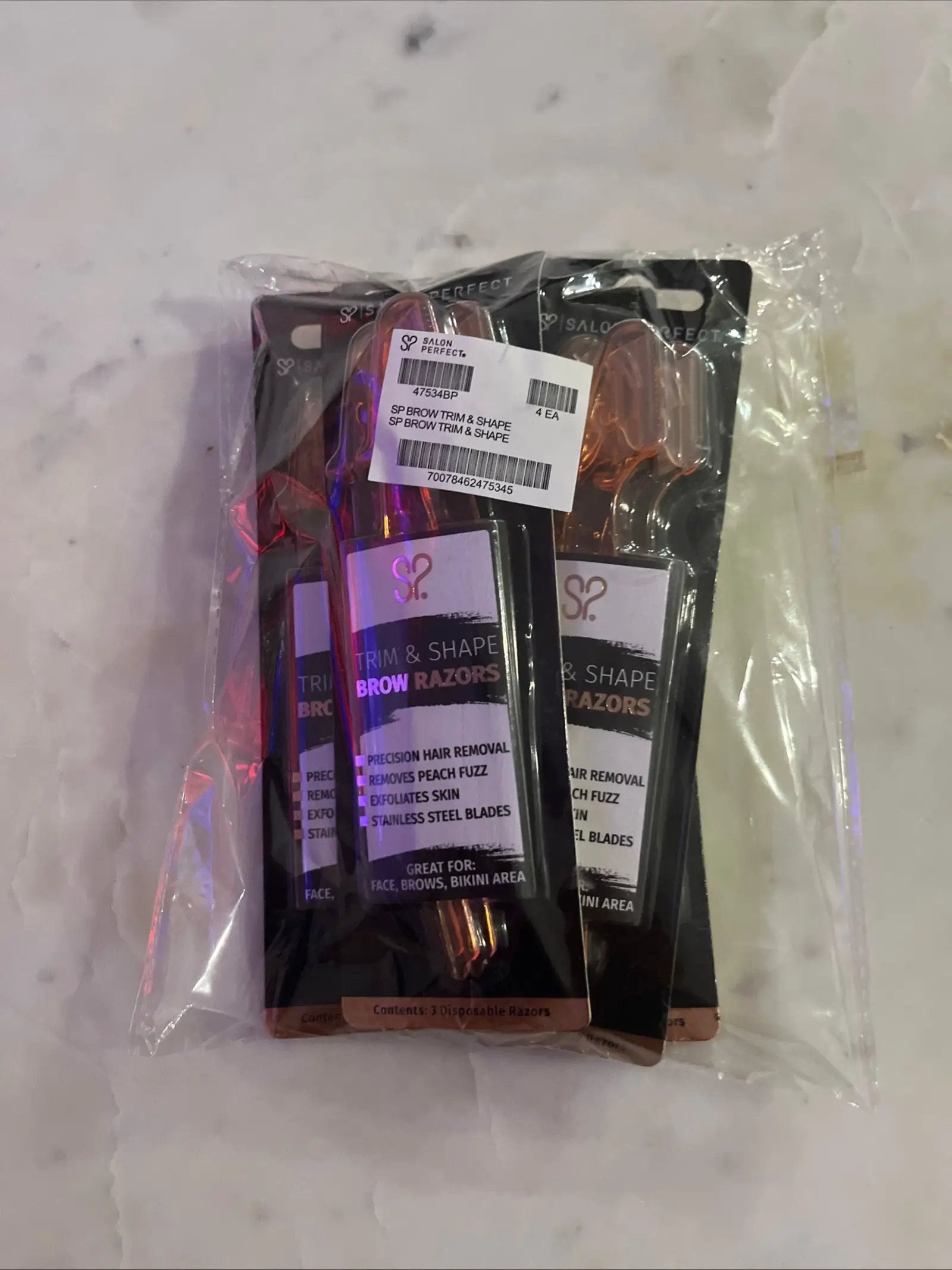 Open Box SALON PERFECT TRIM & SHAPE BROW RAZORS 4 PACK NEW & SEALED by Selzalot
