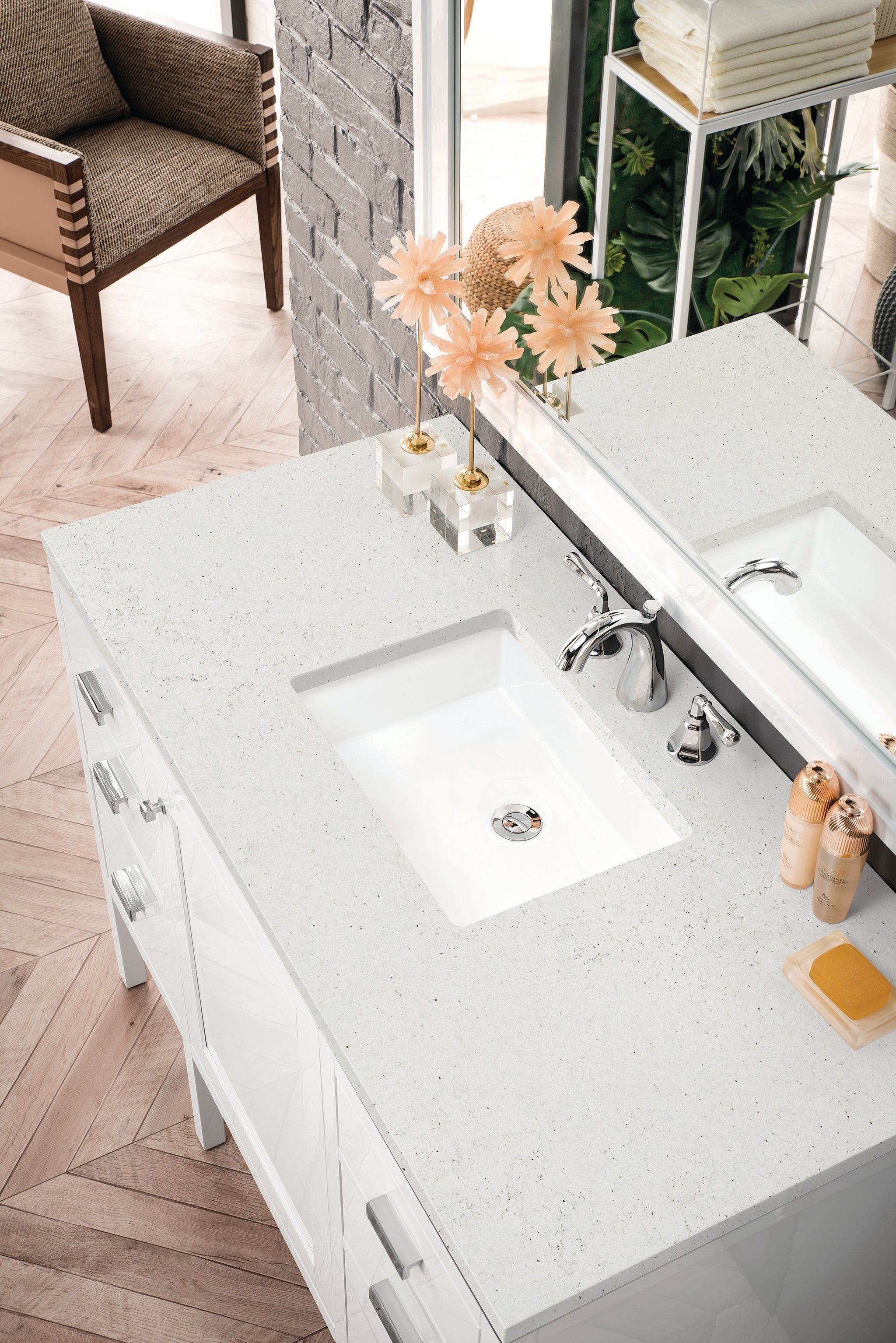 James Martin Addison 48" Single Bathroom Vanity, Glossy White with Lime Delight countertop