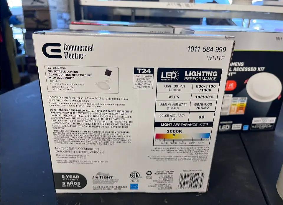 Brand New Commercial Electric Elite Series 6 in. LED DuoBright, 3-Level Lumen Select, Baffle Canless Recessed Light, Adjustable CCT by Selzalot