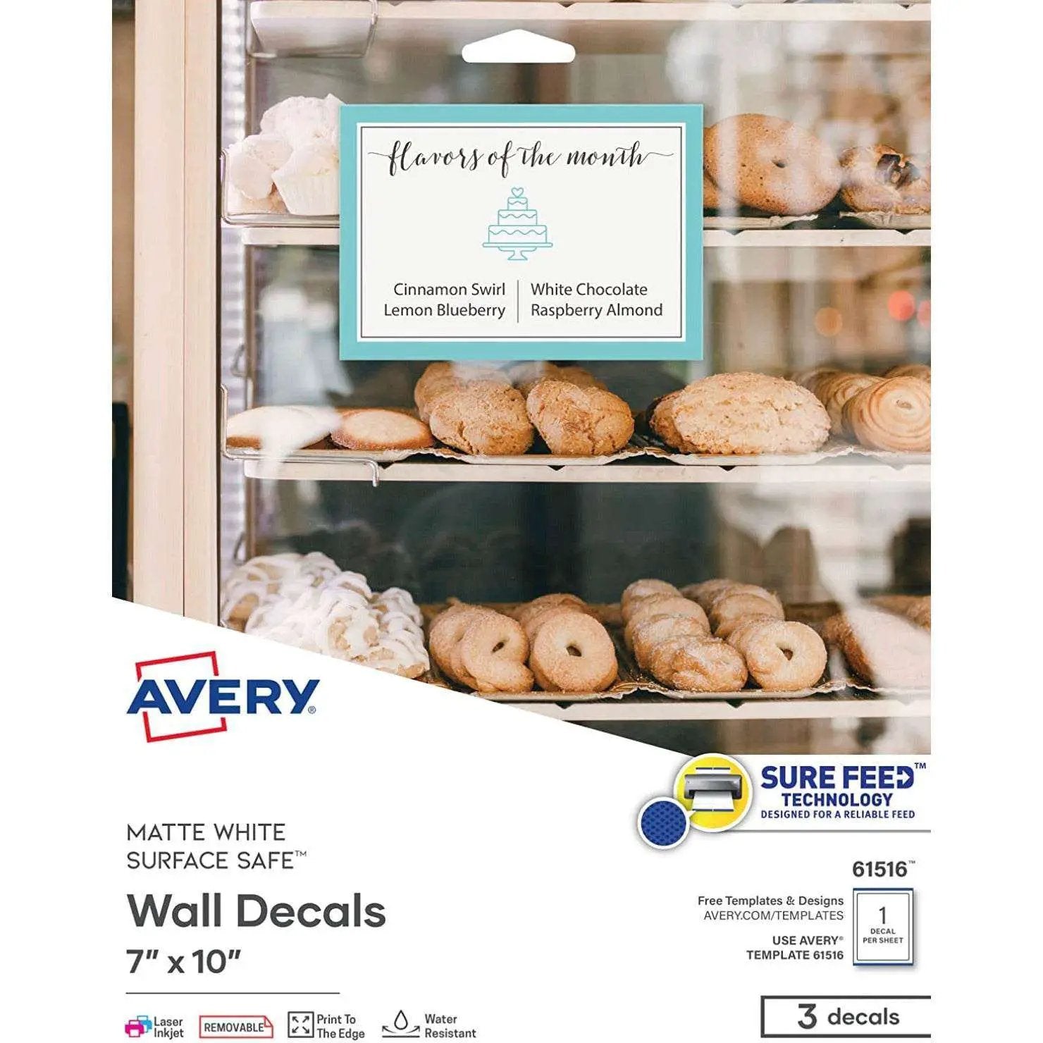 Avery Customizable Removable Wall Decals, 7" x 10", Matte White, Water Resistant Printable Labels, 3 Blank Wall Decal Stickers (61516) by Selzalot