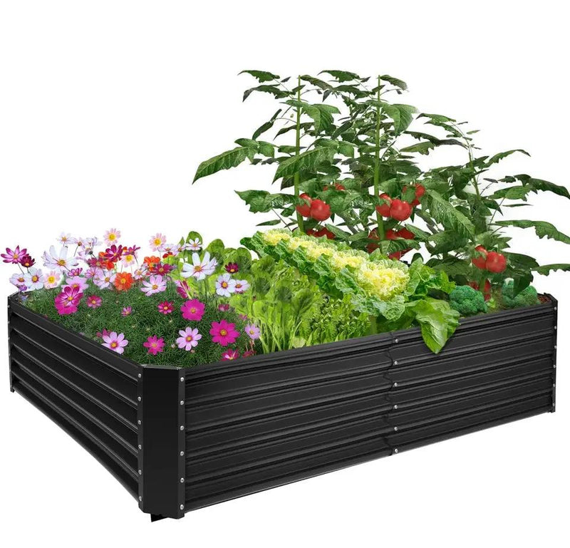 Brand New UOPASD Galvanized Raised Garden Bed kit, 6.5x4x1.5ft Metal Large Planter Box, Stock Tank Outdoor for Vegetables, Flowers, Herbs Black Grey by Selzalot