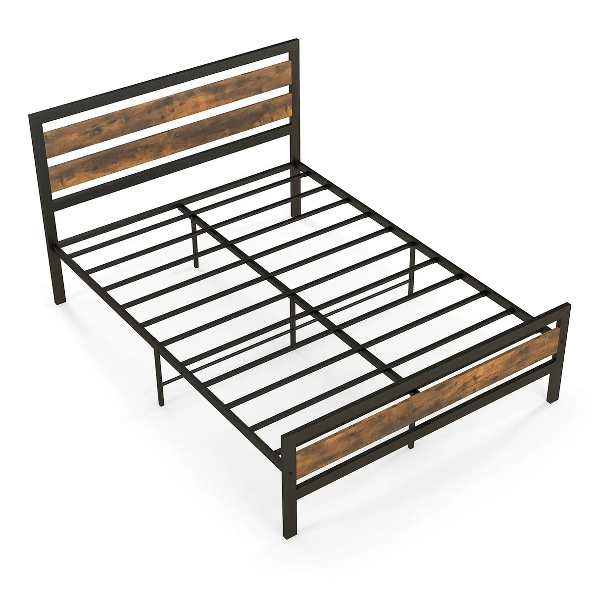 Full/Queen Industrial Bed Frame with Rustic Headboard and Footboard-Queen Size, photo 9 of 9