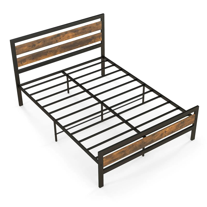 Full/Queen Industrial Bed Frame with Rustic Headboard and Footboard-Queen Size by DirectDeals