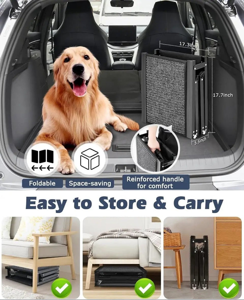 Open Box Petbank 62" Dog Ramp for Car, Foldable Large Dog Car Ramp with Anti-Slip Rug Surface, 17" Wide Dog Ramp Steps for Large Medium Small Dogs, Up by Selzalot
