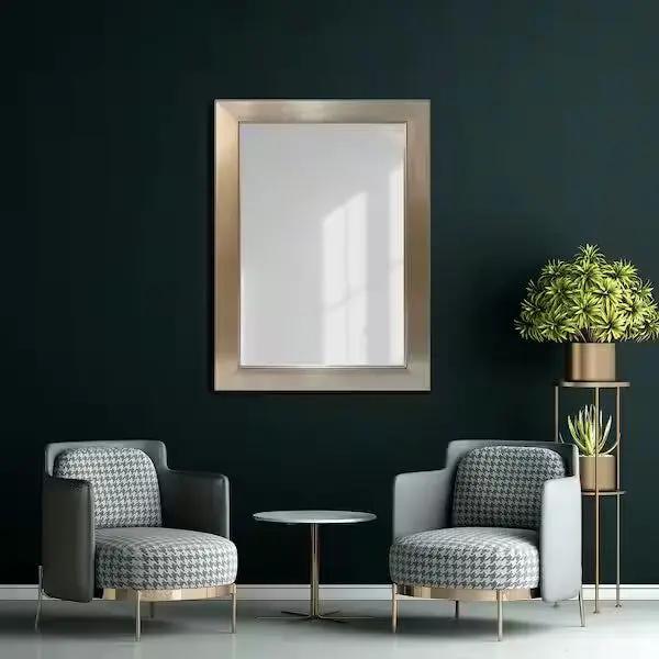 Open Box Glacier Bay 24 in. W x 35 in. H Rectangular PS Framed Wall Bathroom Vanity Mirror in Brushed Nickel (Screws Not Included) by Selzalot