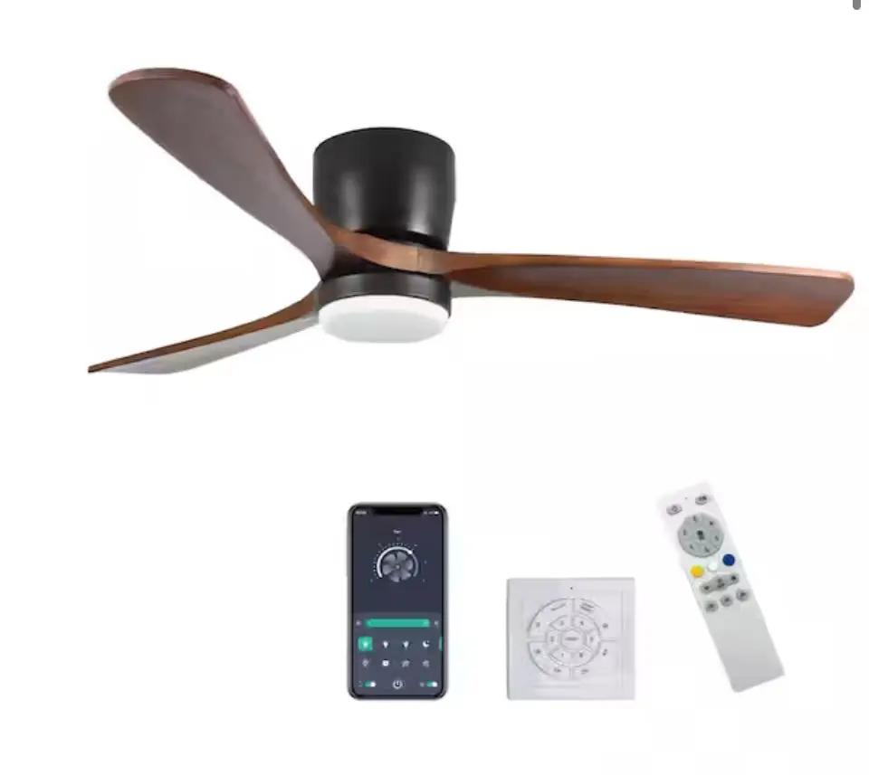 Open Box Sunpez 42 in. Indoor/Outdoor Black Modern Flush Mount LED Ceiling Fan with App, Wall and Remote Control Included by Selzalot