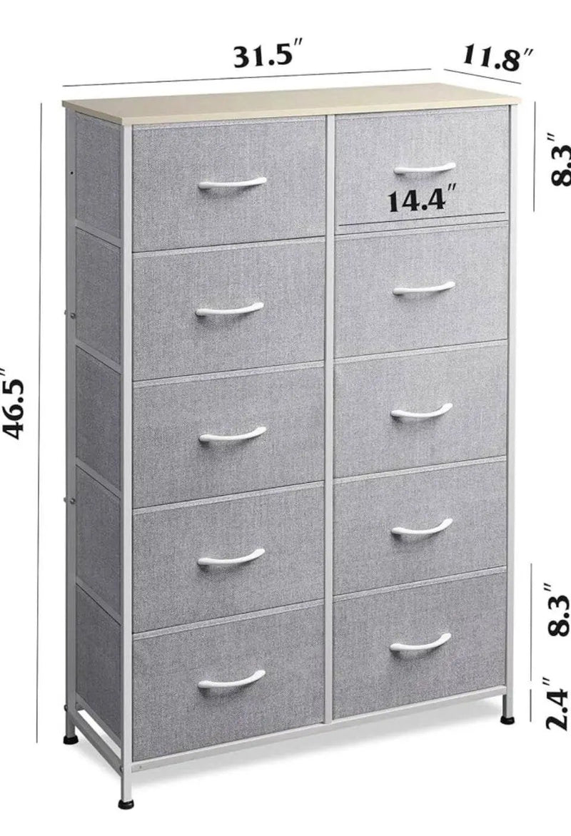 Open box WLIVE Tall Dresser for Bedroom with 10 Drawers, Chest of Drawers, Dressers Bedroom Furniture, Storage Organizer Unit with Fabric Bins for Clo by Selzalot