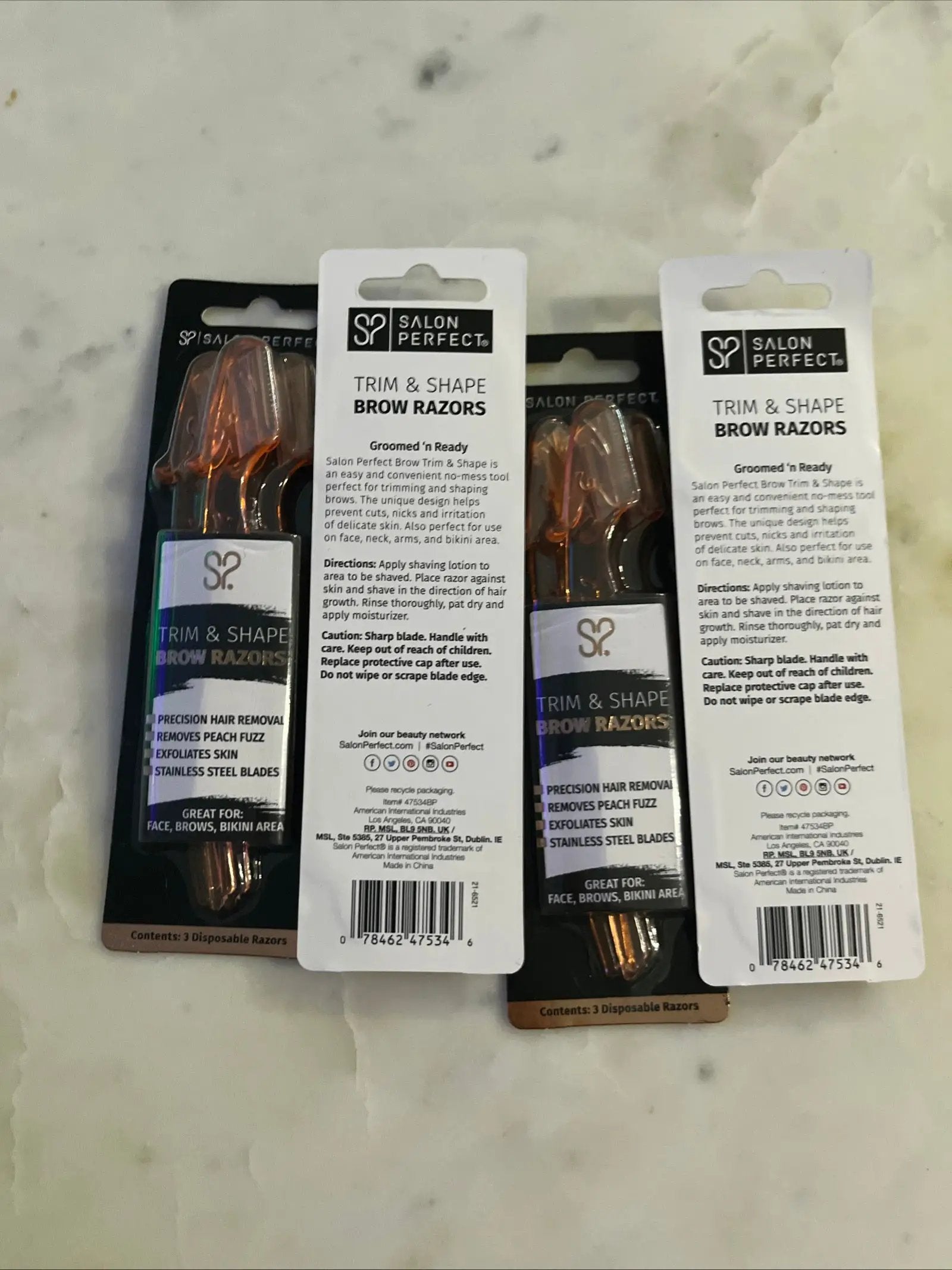 Open Box SALON PERFECT TRIM & SHAPE BROW RAZORS 4 PACK NEW & SEALED by Selzalot