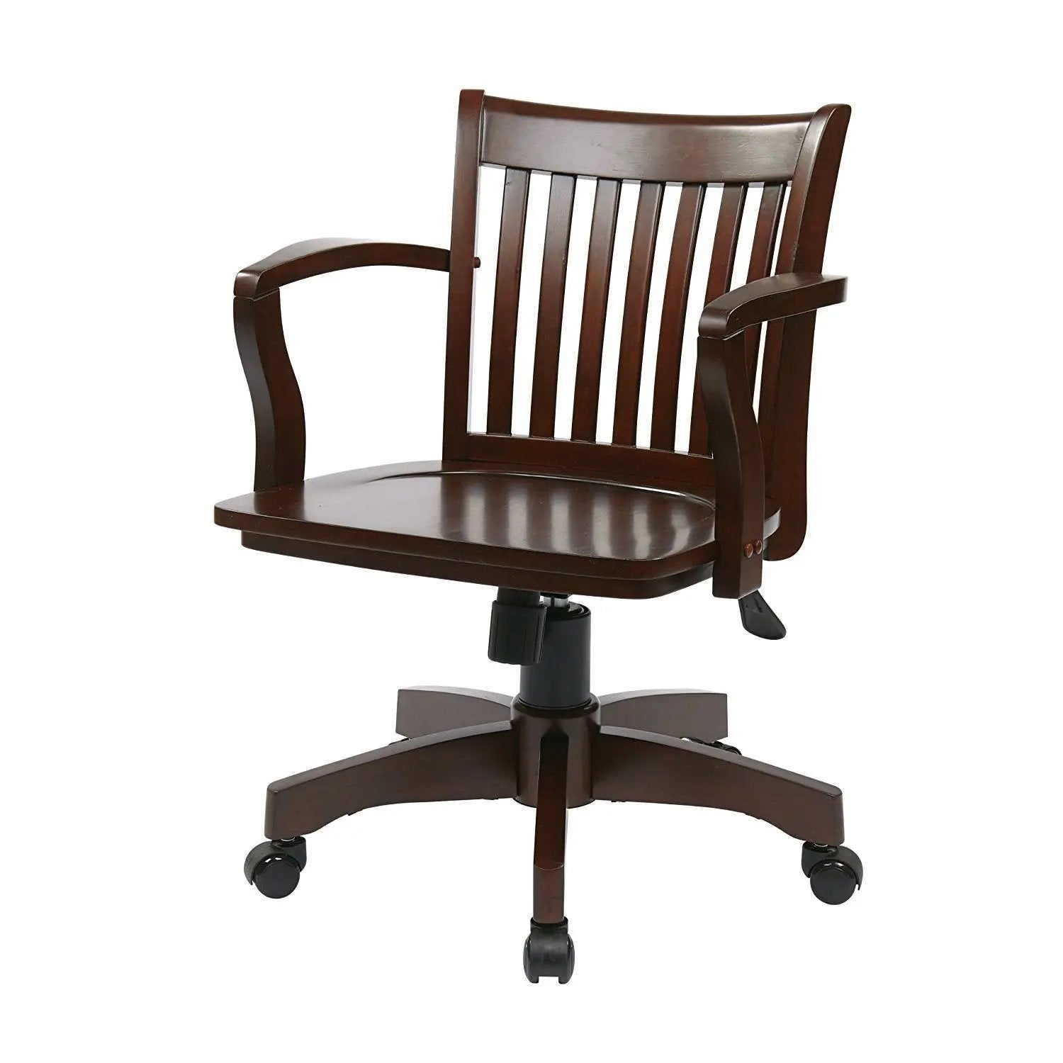 Espresso Wood Bankers Chair with Wooden Arms and Seat by HomePacific