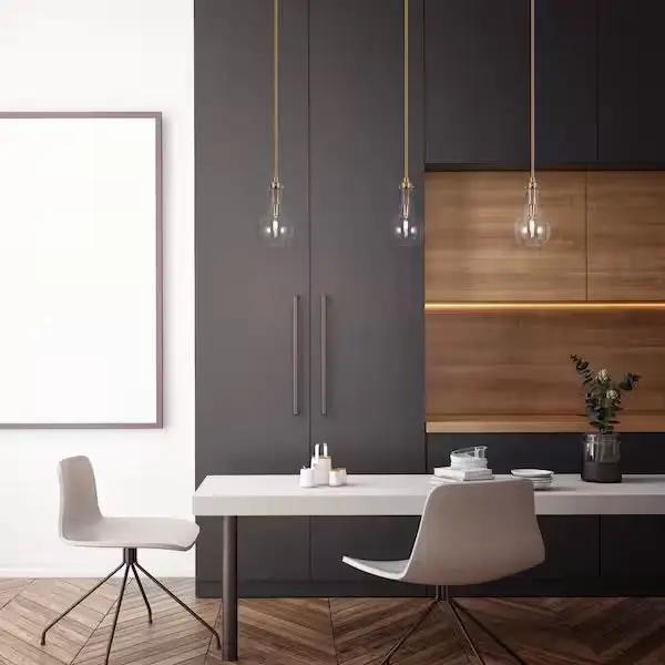 Open Box Uolfin Modern Kitchen Island Teardrop Pendant Light 1-Light Brass Gold Dome Hanging Pendant Light with Clear Glass Shade by Selzalot