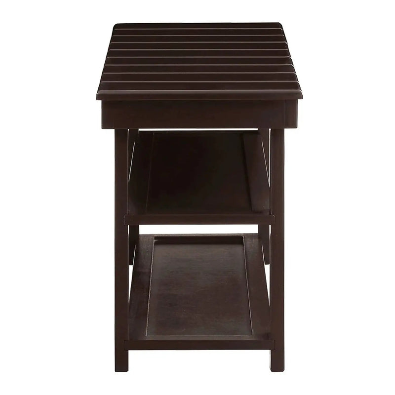 Espresso Brown Wood 2-Shelf Shoe Rack Storage Bench For Entryway or Closet by HomePacific