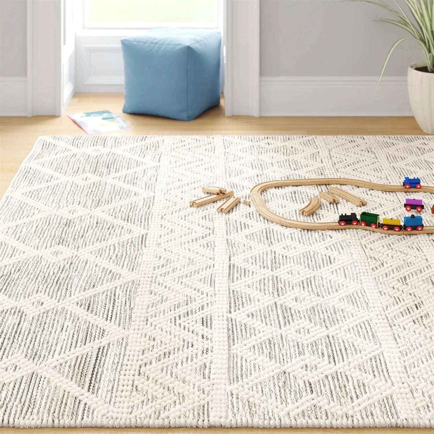 8-ft. x 10-ft. Hand Woven Wool Blend Grey Beige Ivory Persian Style Area Rug by HomePacific
