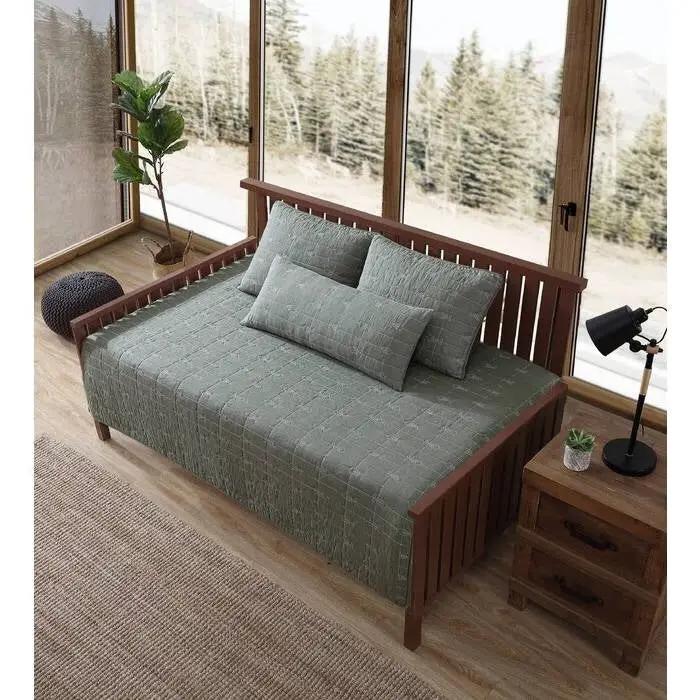 Lightweight Dark Green Brick Fish Pattern 4 Piece Cotton Daybed Cover Set by HomePacific