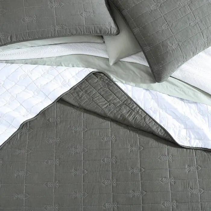 Lightweight Dark Green Brick Fish Pattern 4 Piece Cotton Daybed Cover Set by HomePacific