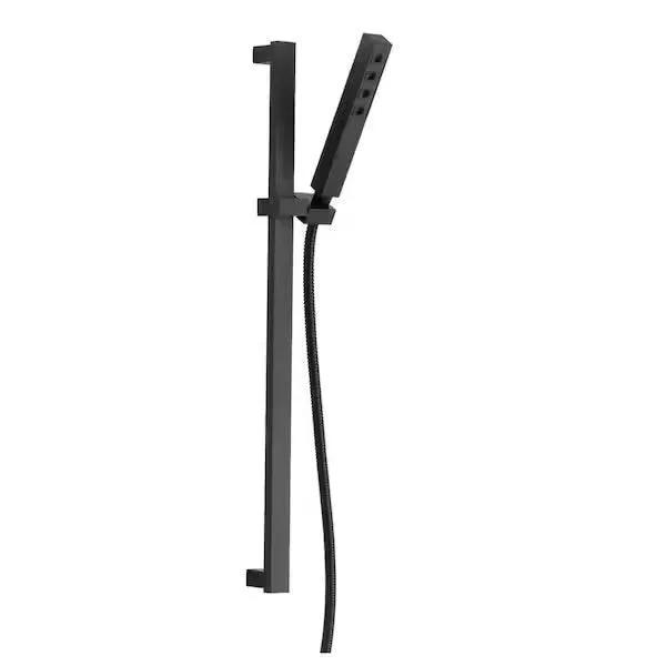Open Box Delta 1-Spray Patterns 1.75 GPM 1.38 in. Wall Mount Handheld Shower Head with H2Okinetic in Matte Black by Selzalot