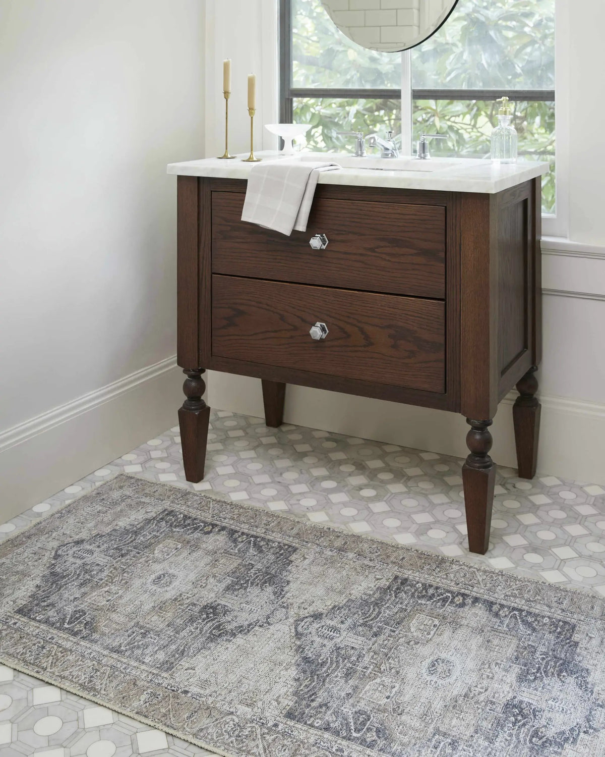 Beige Rosman Washable Area Rug - Clearance, installed in a room 2