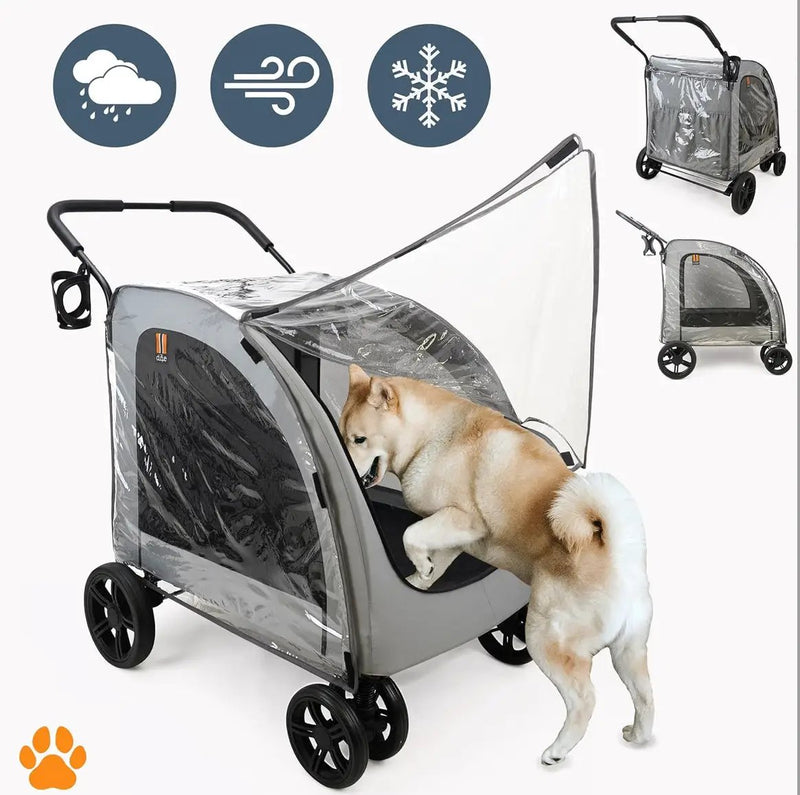 XXL Wide Pet Stroller Chester - Large Dog Buggy, pet Buggy, Spacious, Travel pet Pushchair, pet pram, Folding, incl. raincover, cupholder, La by Selzalot