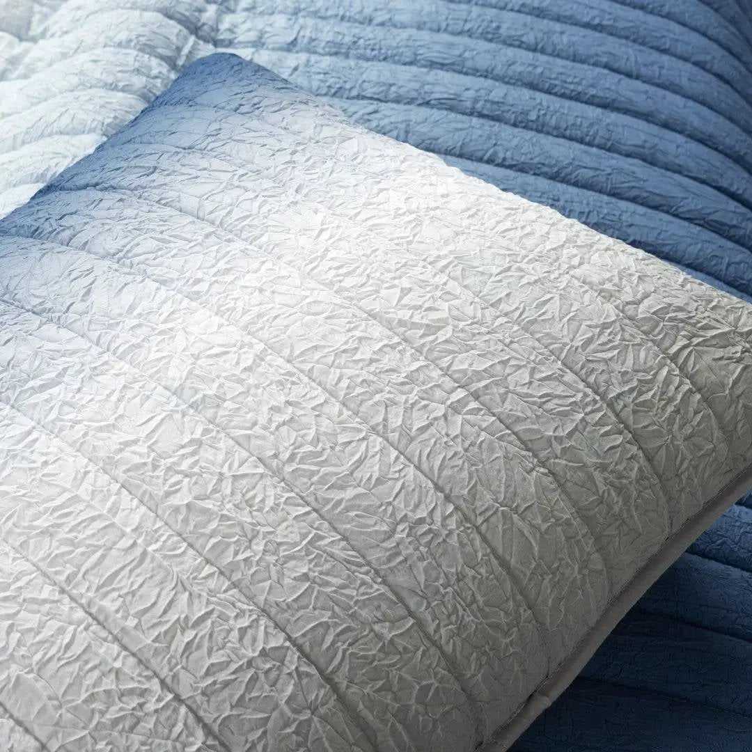 Full/Queen Navy Blue Grey Lightweight Wrinkle Fabric 3 Piece Quilt Set by HomePacific