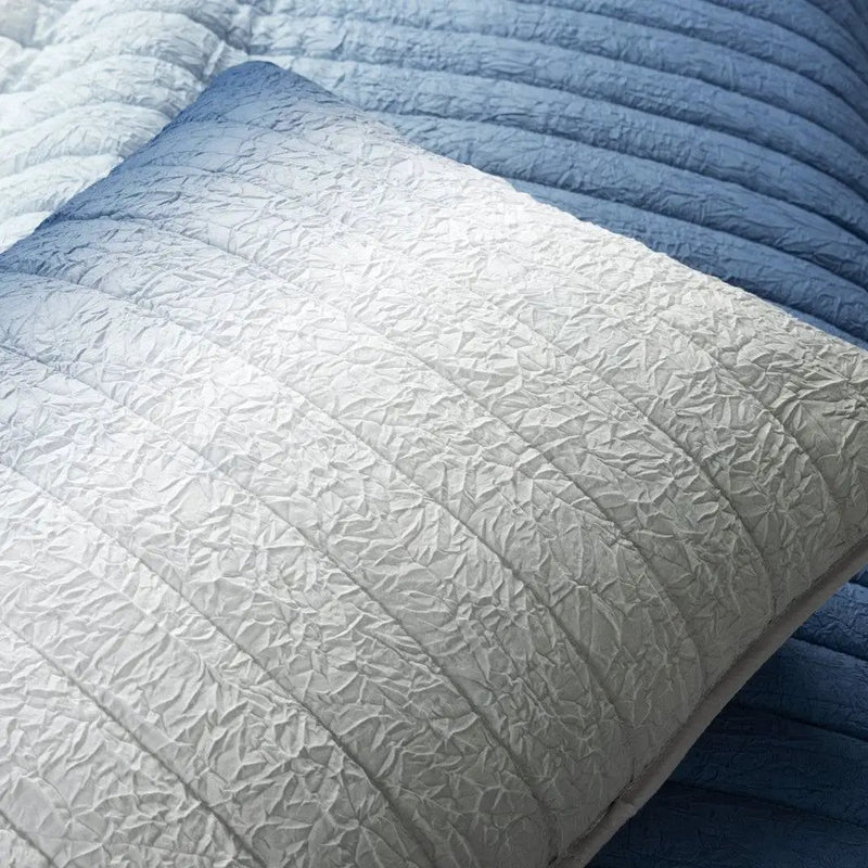 Full/Queen Navy Blue Grey Lightweight Wrinkle Fabric 3 Piece Quilt Set by HomePacific
