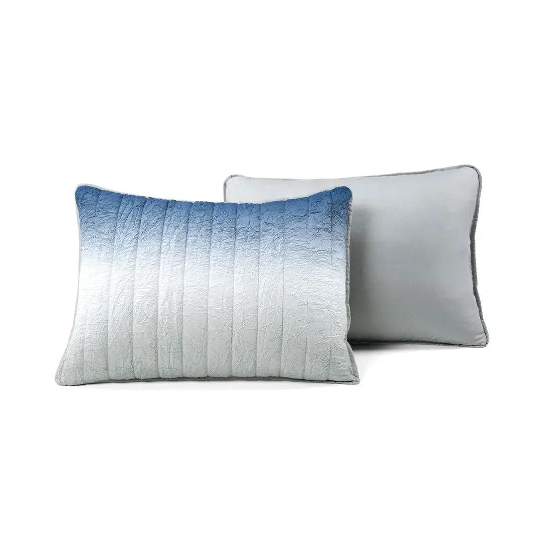 Full/Queen Navy Blue Grey Lightweight Wrinkle Fabric 3 Piece Quilt Set by HomePacific