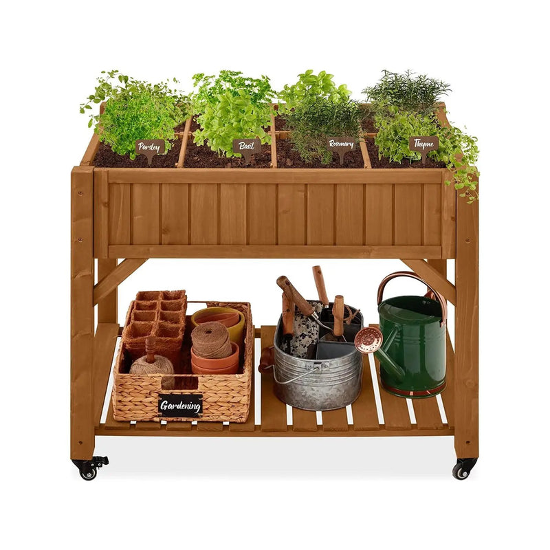 Outdoor Elevated Raised Garden Bed Planter Box with Locking Wheels by HomePacific