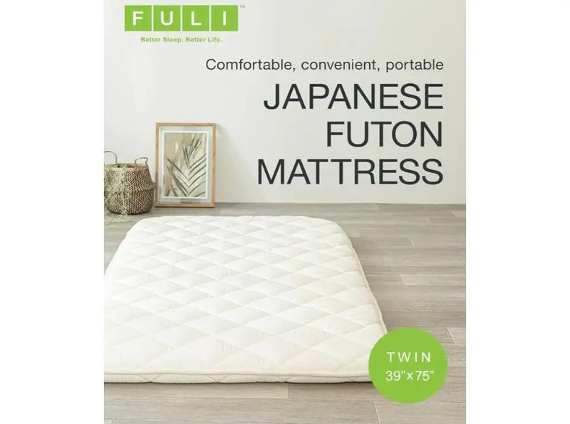 FULI Japanese Futon Mattress, Japanese Floor Mattress, Floor Bed, Tatami Foldable Bed, Roll Up Sleeping Pad, Shikibuton, Made in Japan (White, Twin) by Selzalot