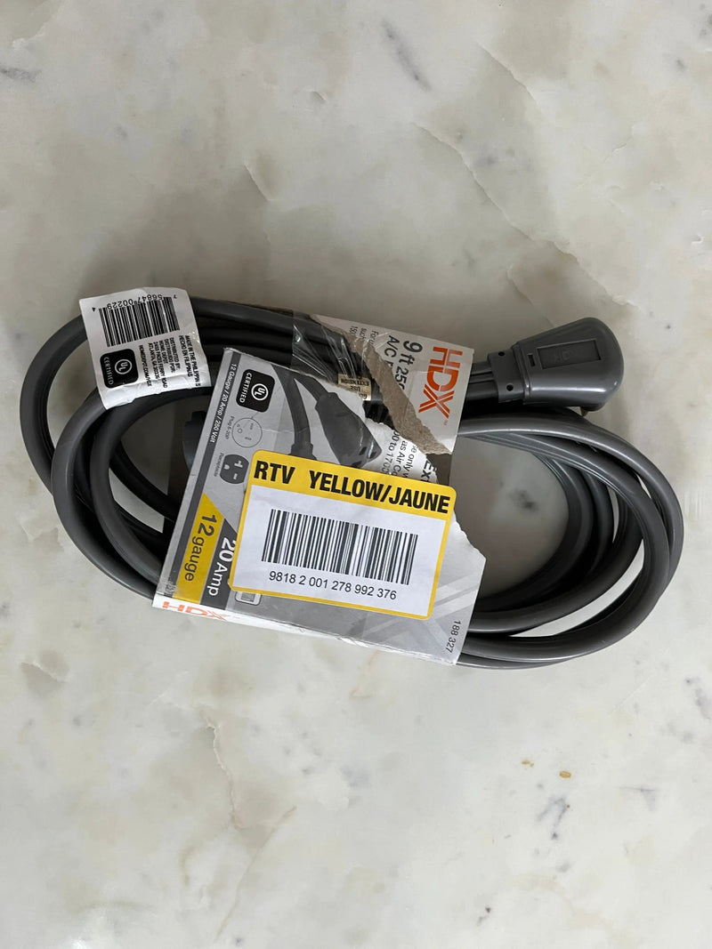 HDX 9 ft. 12/3 20 Amp 250-Volt Air Conditioner Extension Cord, Grey by Selzalot