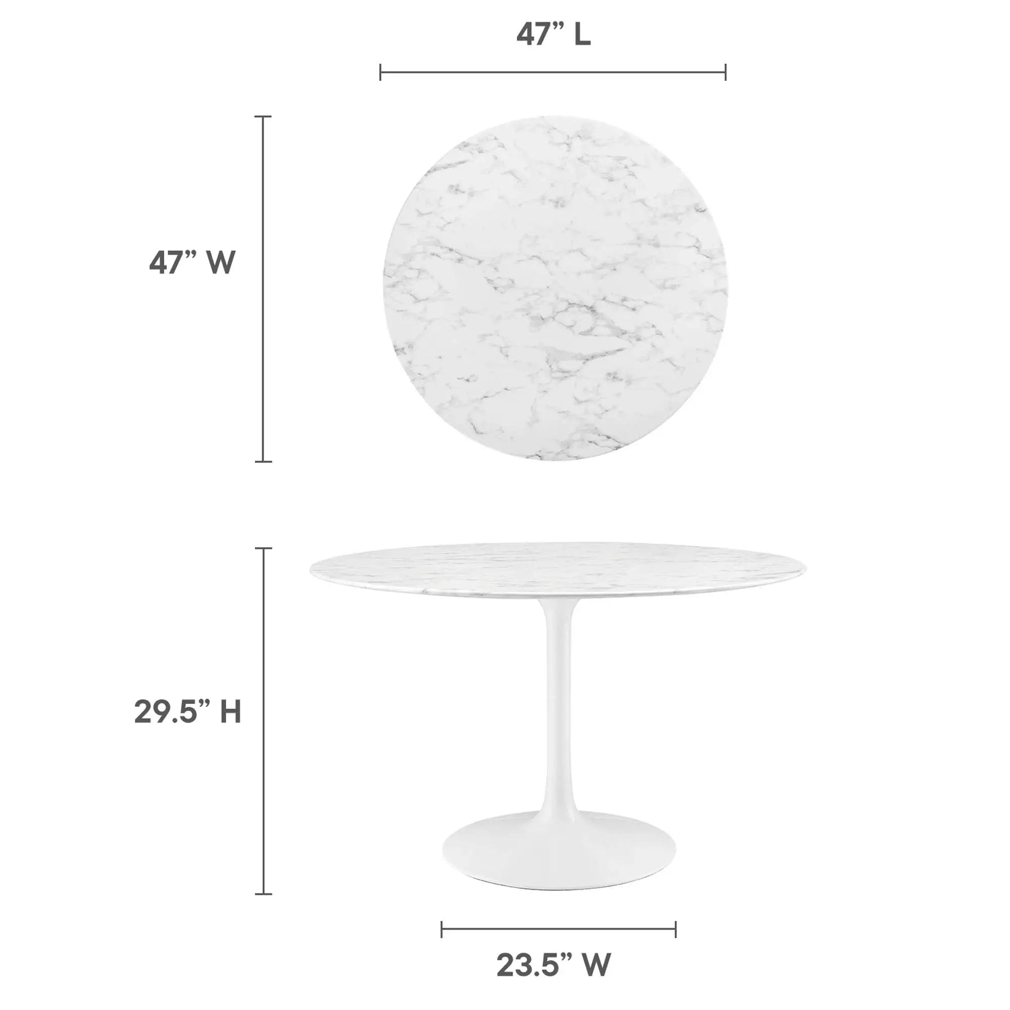 Lippa 48" Round Faux Marble Dining Table by Modway by HouseOfZazla