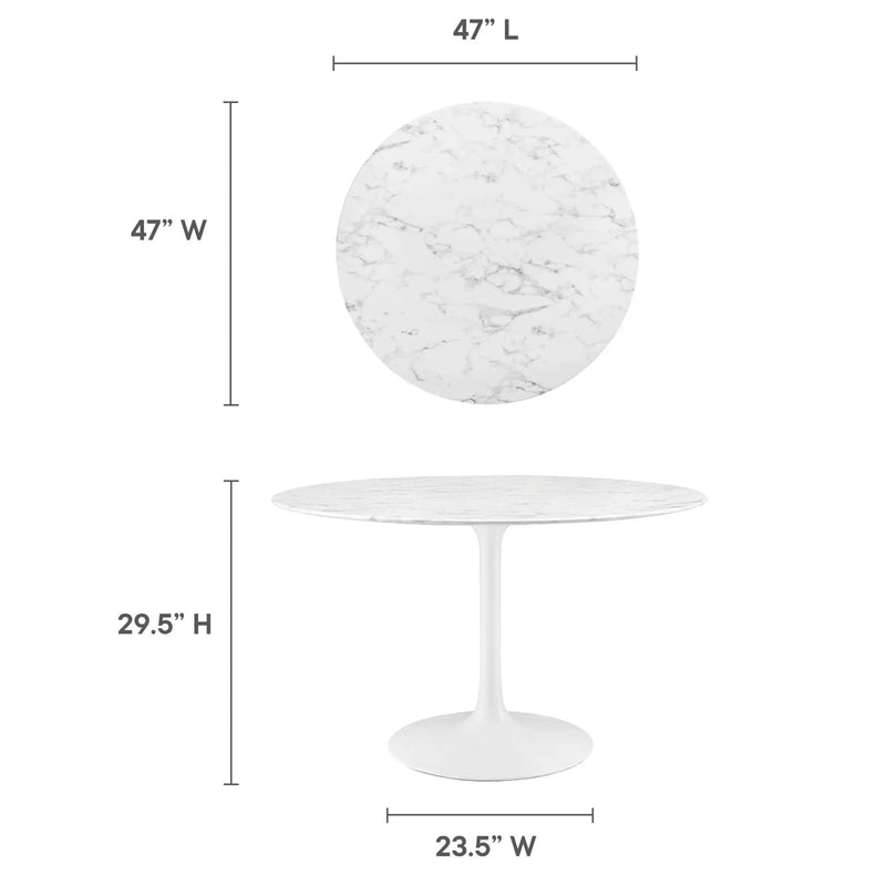 Lippa 48" Round Faux Marble Dining Table by Modway by HouseOfZazla