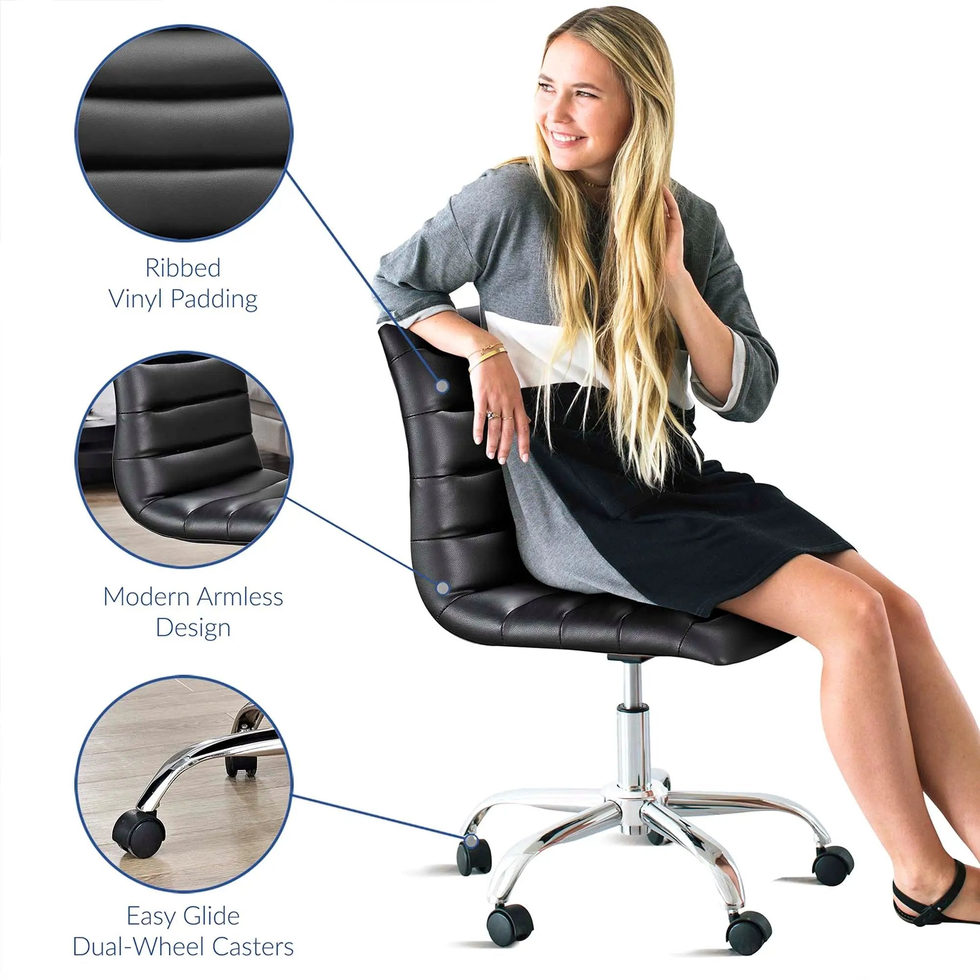 Ripple Armless Mid Back Vinyl Office Chair by Modway by HouseOfZazla