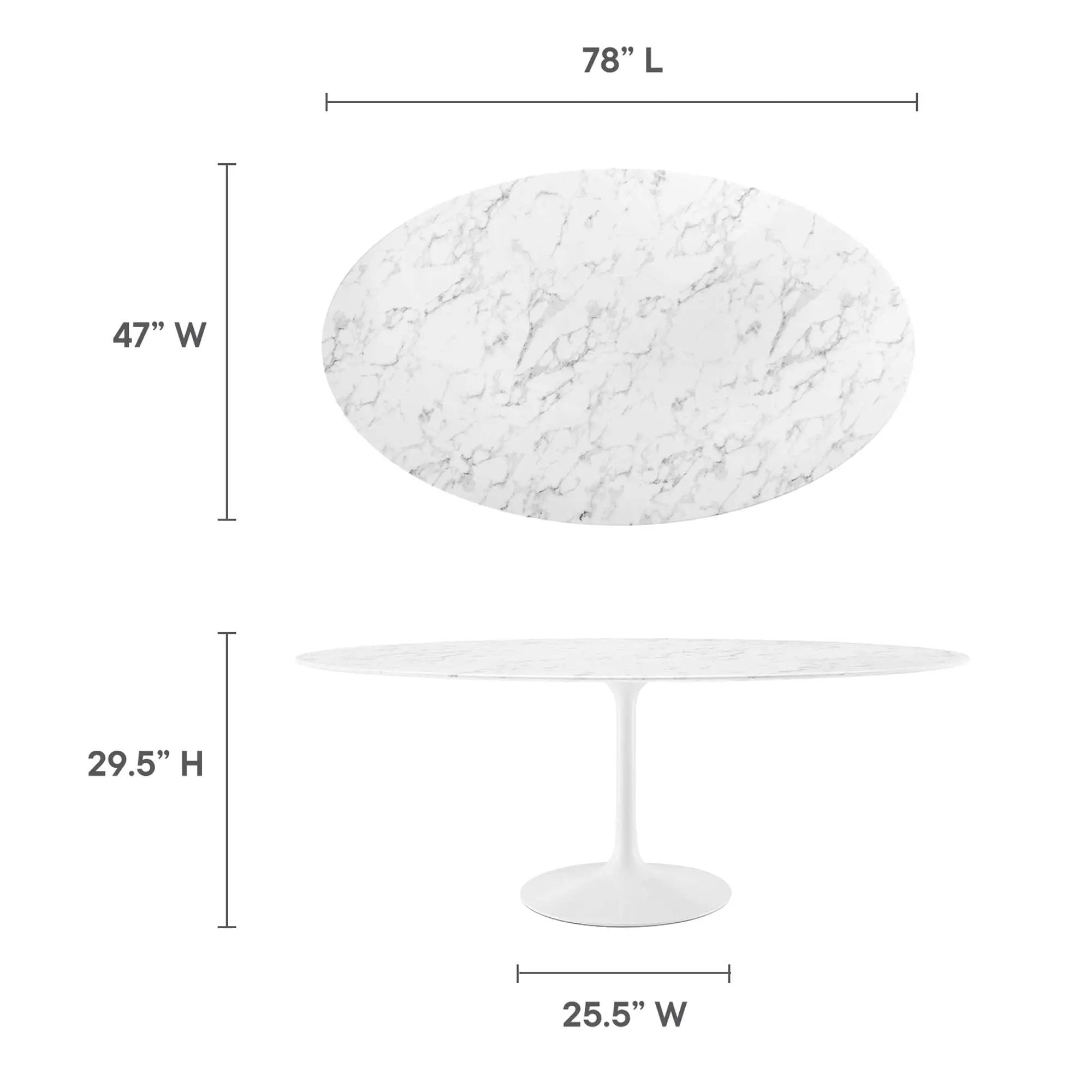 Lippa 78" Oval Faux Marble Dining Table by Modway by HouseOfZazla