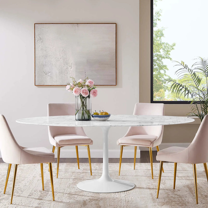 Lippa 78" Oval Faux Marble Dining Table by Modway by HouseOfZazla