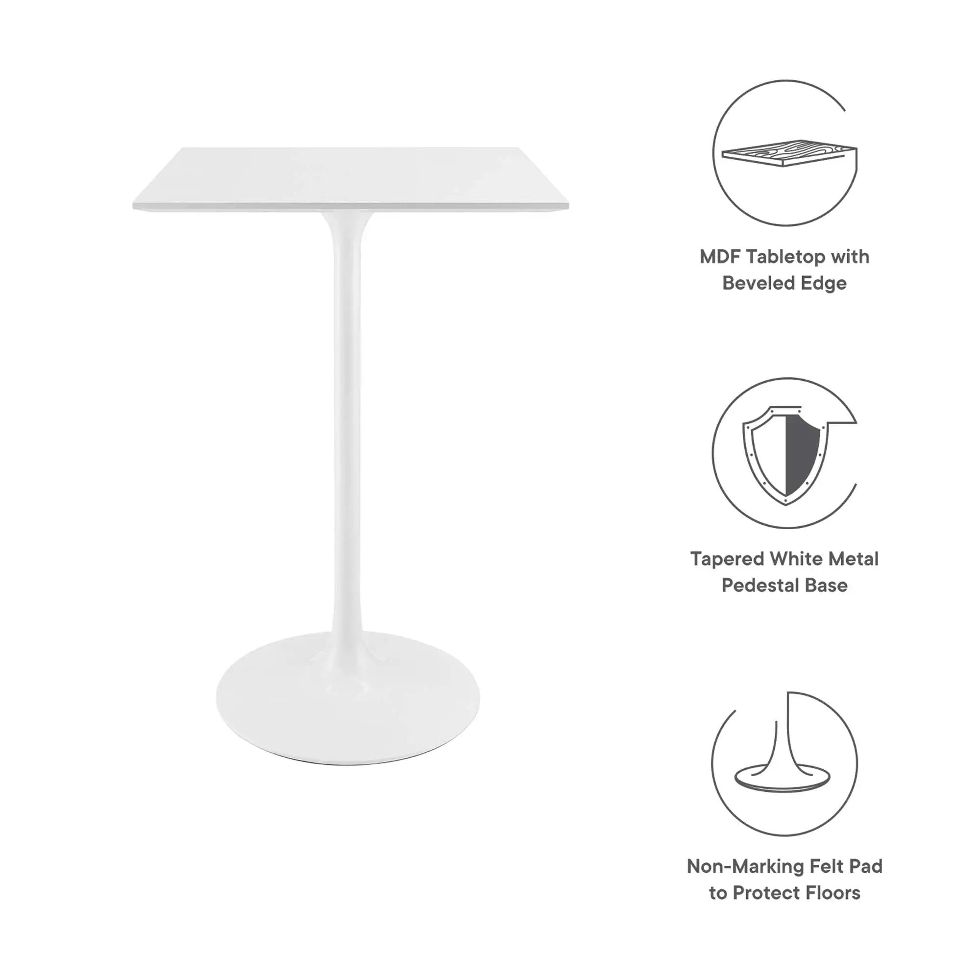 Lippa 28" Square Wood Bar Table by Modway by HouseOfZazla