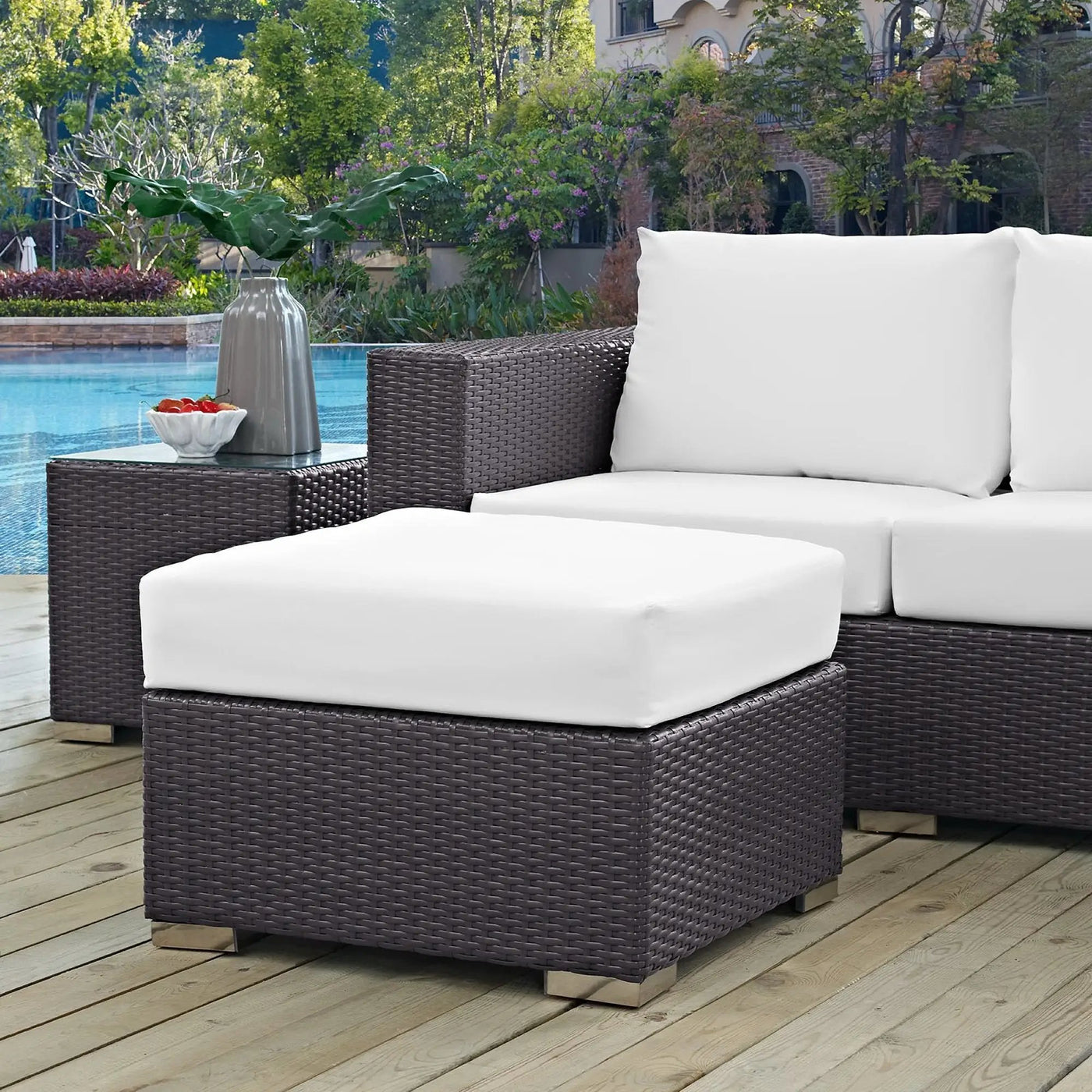 Convene Outdoor Patio Fabric Square Ottoman by Modway by HouseOfZazla
