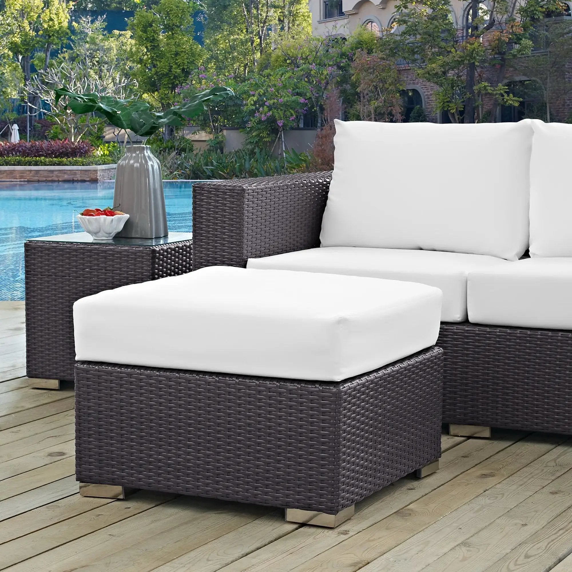 Convene Outdoor Patio Fabric Square Ottoman by Modway by HouseOfZazla