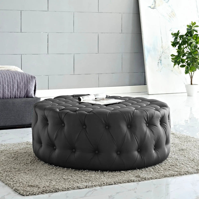 Amour Upholstered Vinyl Round Ottoman by Modway by HouseOfZazla