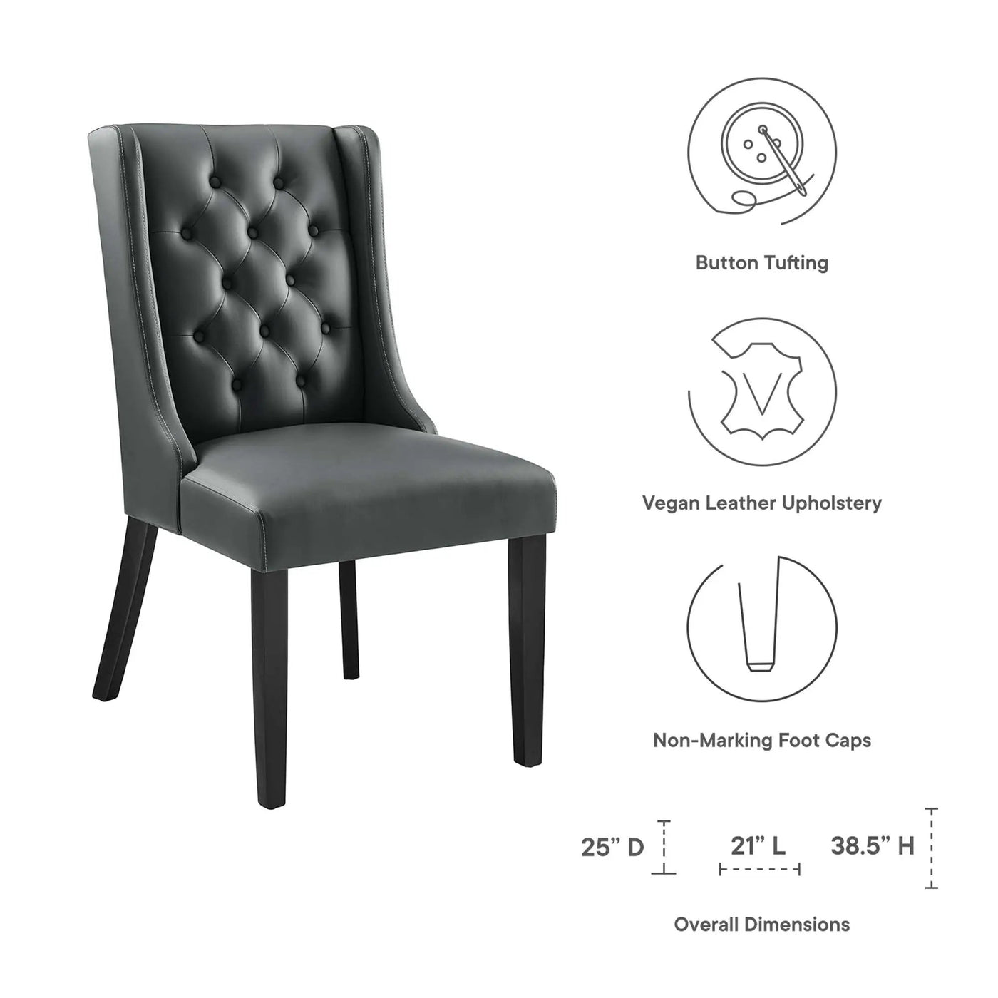 Baronet Button Tufted Vegan Leather Dining Chair by Modway by HouseOfZazla