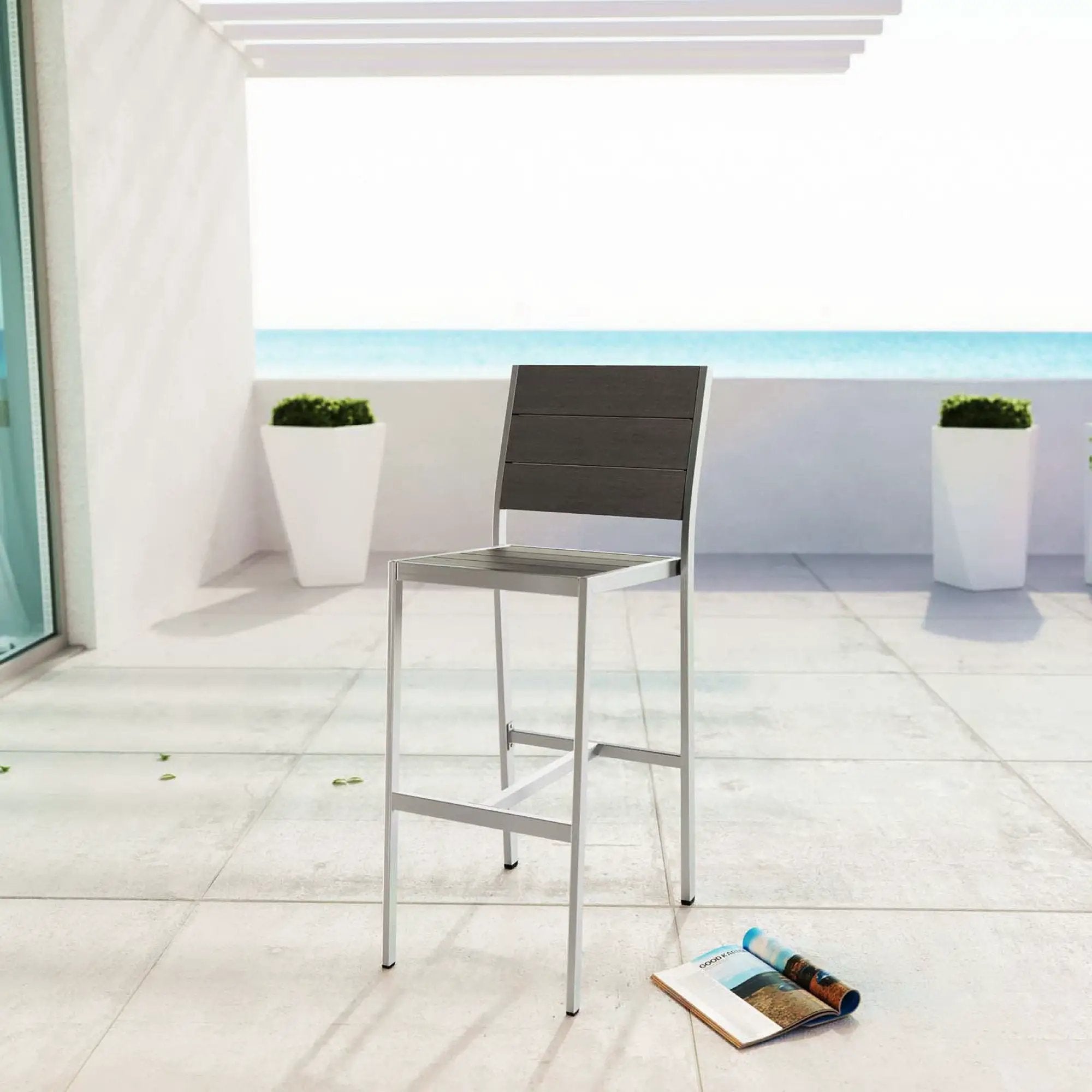 Shore Outdoor Patio Aluminum Armless Bar Stool by Modway by HouseOfZazla