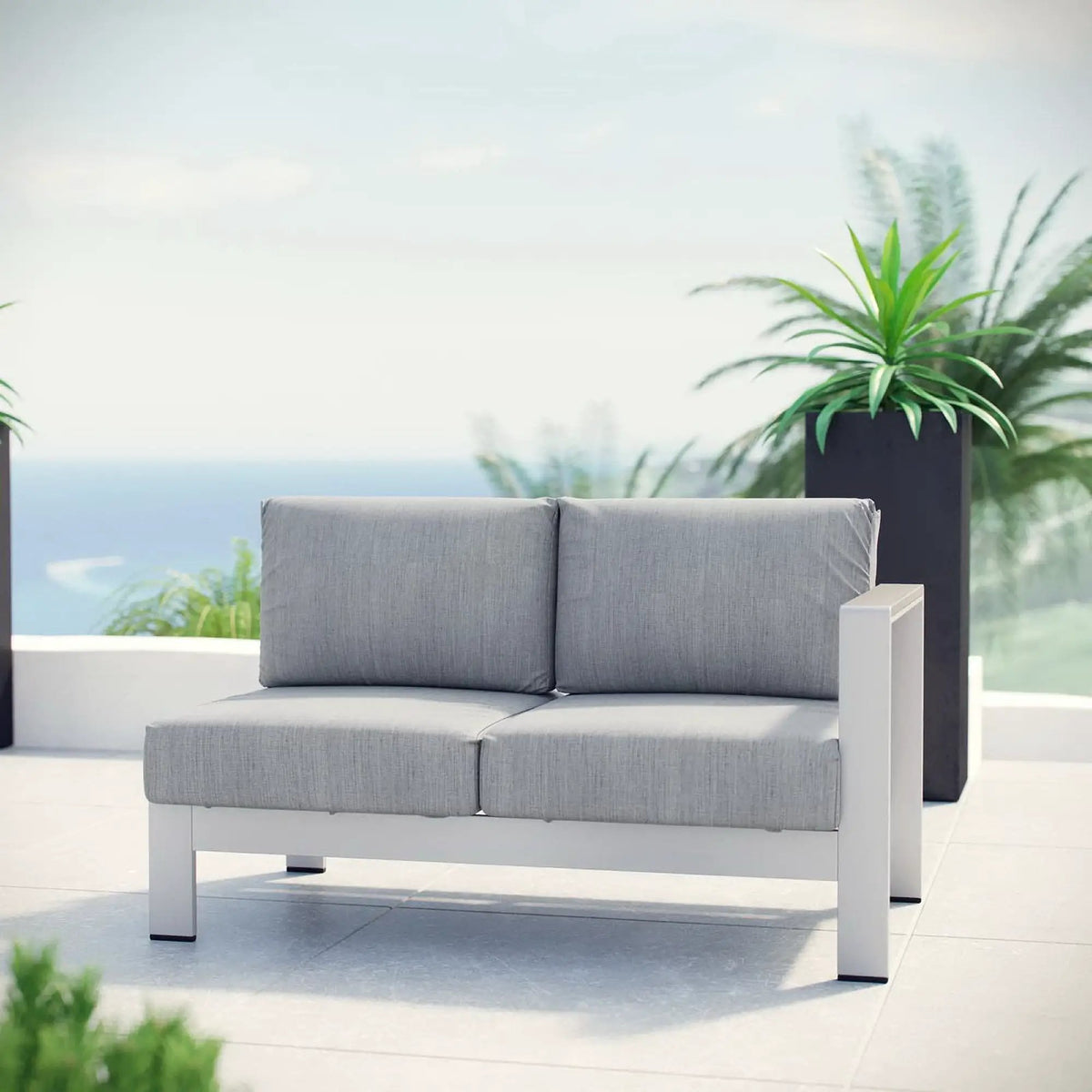 Shore Right-Arm Corner Sectional Outdoor Patio Aluminum Loveseat by HouseOfZazla
