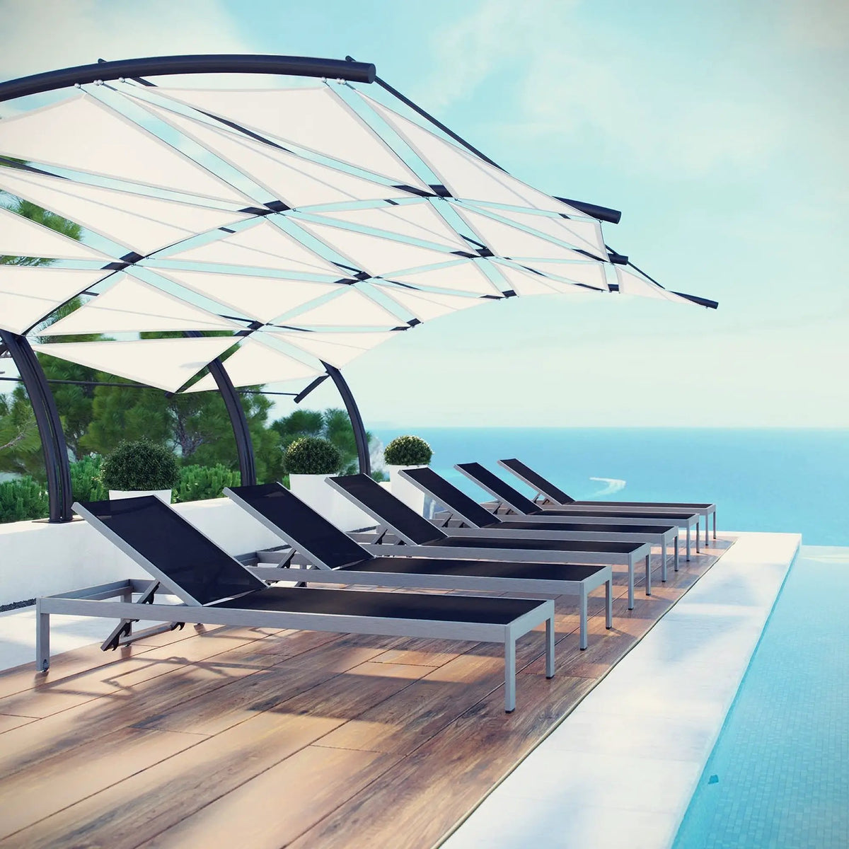 Shore Outdoor Patio Aluminum Chaise Set of 6 by Modway by HouseOfZazla