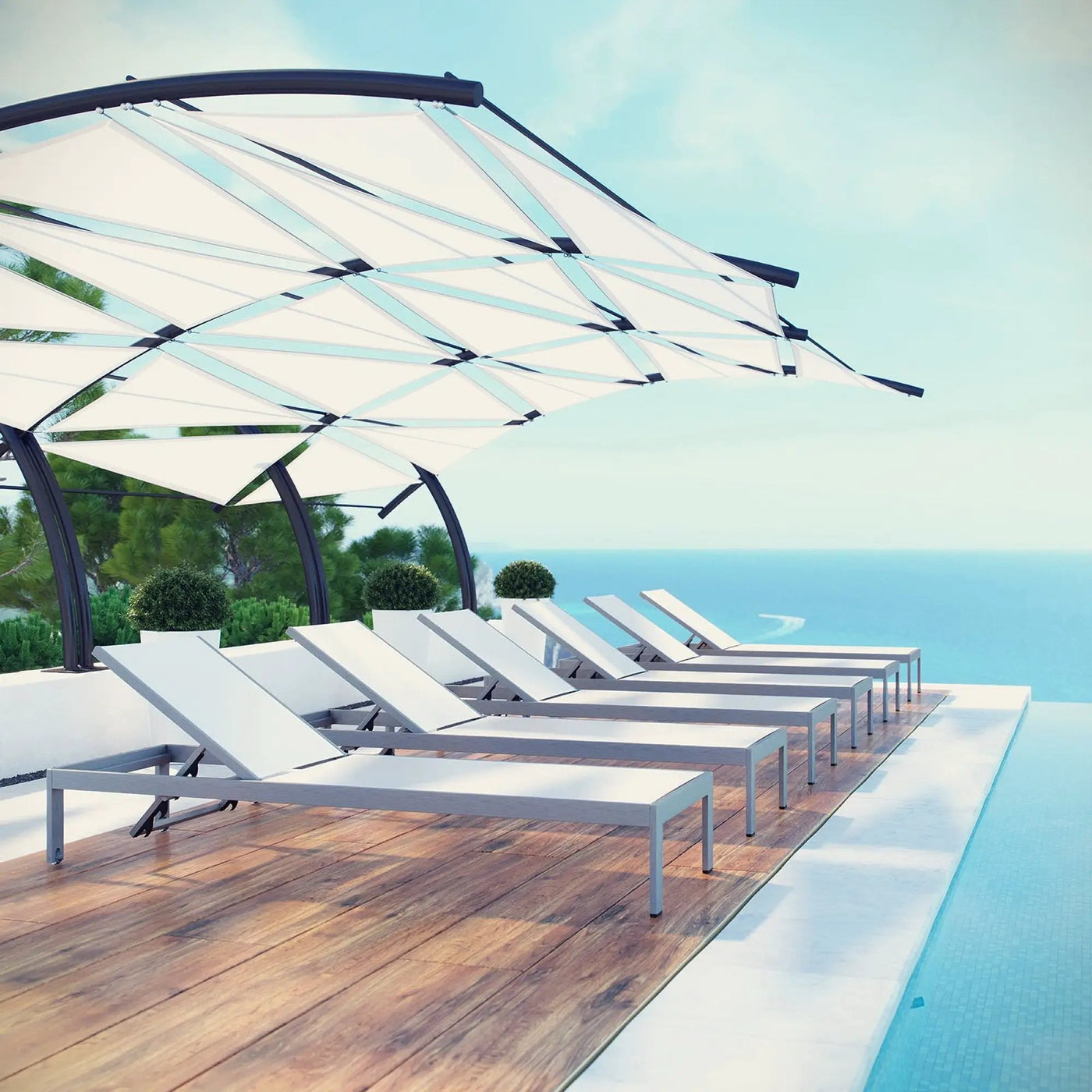 Shore Outdoor Patio Aluminum Chaise Set of 6 by Modway by HouseOfZazla