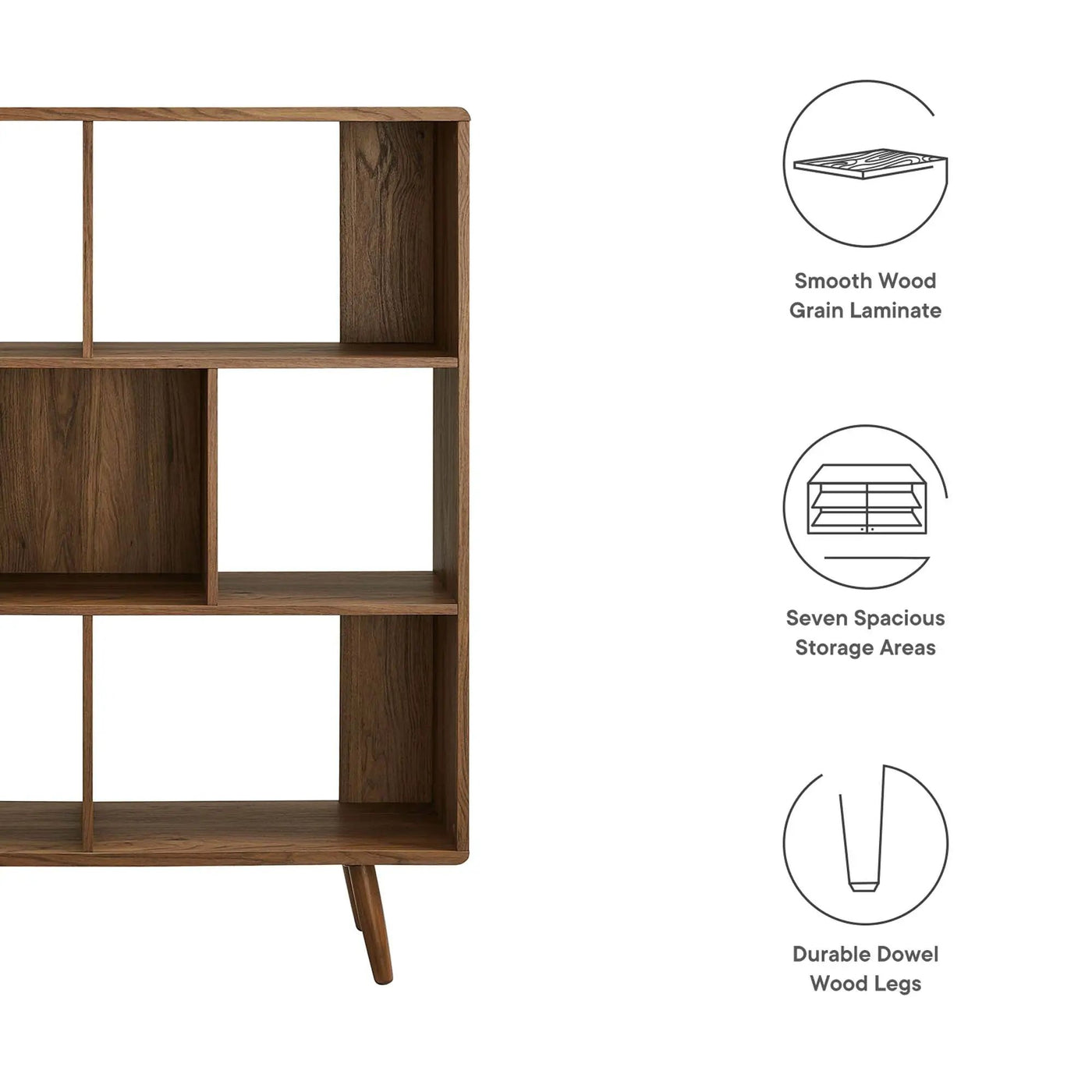 Transmit 7 Shelf Wood Grain Bookcase by Modway by HouseOfZazla