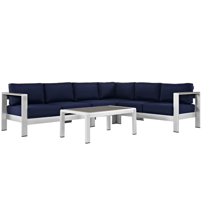 Shore 5 Piece Outdoor Patio Aluminum Sectional Sofa Set by Modway by HouseOfZazla
