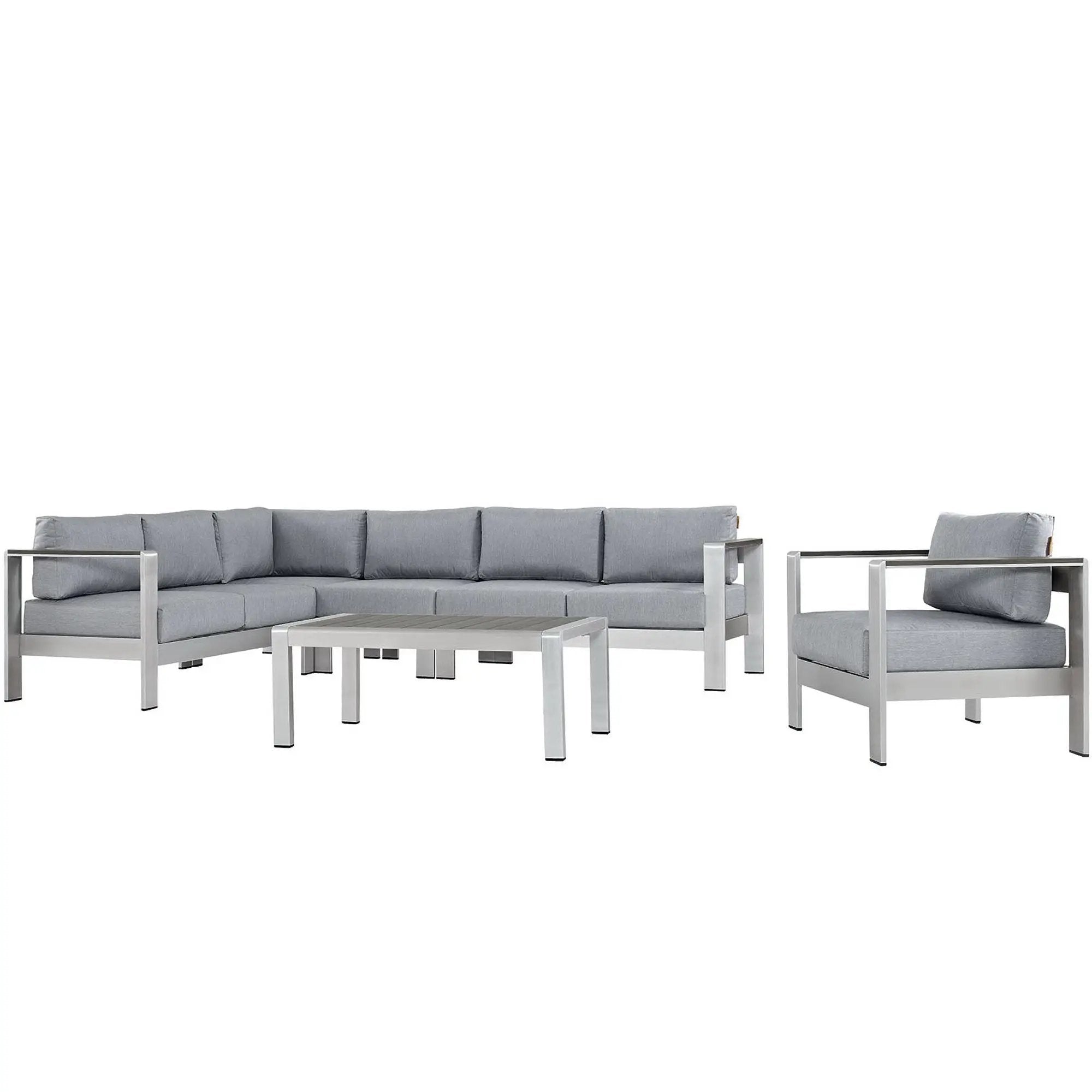 Shore 6 Piece Outdoor Patio Aluminum Sectional Sofa Set by Modway by HouseOfZazla